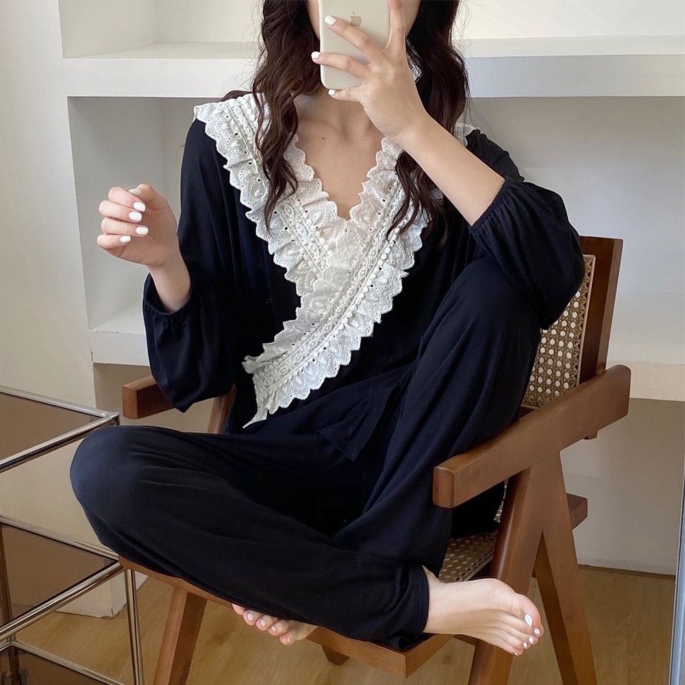 Modale Moon Subserve Spring and Autumn Postnatal breastfeeding Home Breastfeeding Pregnancy March Summer Thin pregnant woman's pyjamas