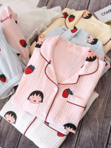 Gauze Moon Clothing Spring Summer postpartum pregnant women pajamas thin cotton maternal breastfeeding pregnancy home clothing set