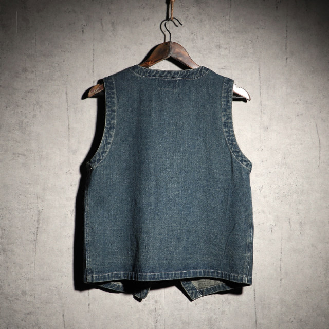 Spring and summer men's denim vest loose workwear pocket vest retro old couple bf style casual jacket trend