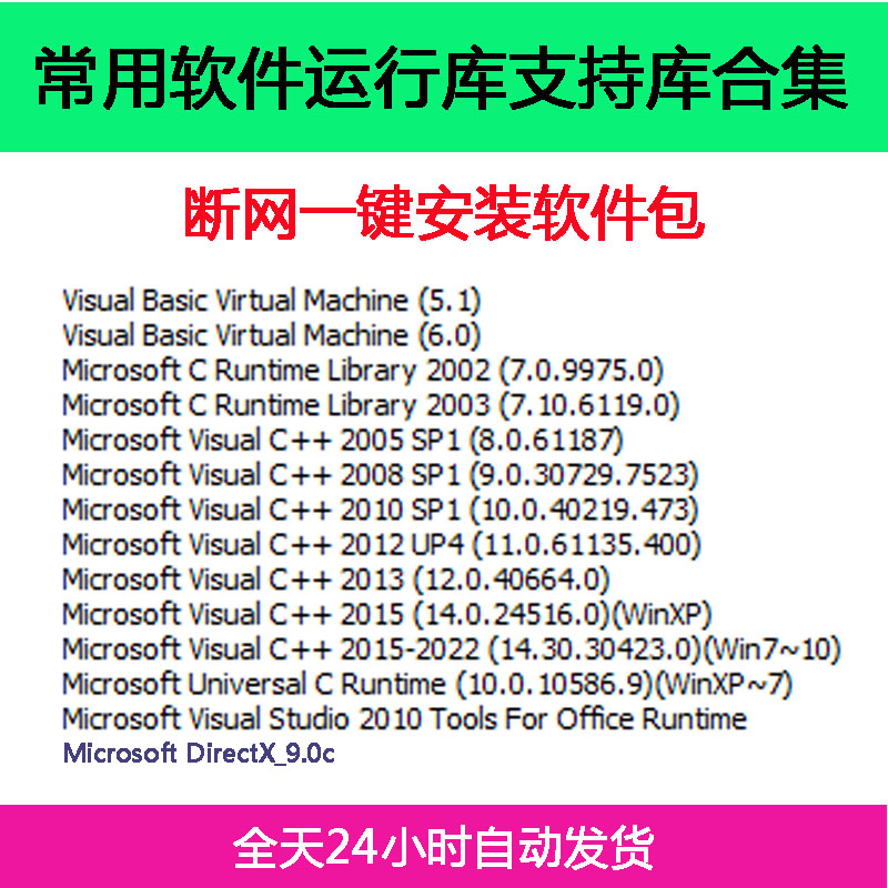 电脑常用运行库合集32位64位VB6-VC2005-08-10-12-13-15-22-DX9C-IT吧