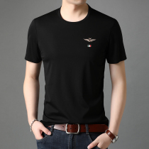 2022 Summer Ice Silk Mens Round Neck Short Sleeve T-Shirt Solid Color Casual Mens Half Sleeve T-Shirt Casual Loose Top