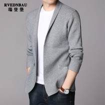 Coat mens spring and autumn trend Korean version of mens long sleeve slim knitted cardigan wearing solid color handsome mens hair clothes
