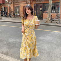 Large size fat mm dress 2021 summer new loose thin Foreign style age-reducing floral heart machine fairy dress