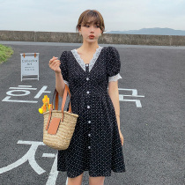 Large size dress fat sister mm summer dress 2021 new loose thin belly fairy polka dot short skirt women