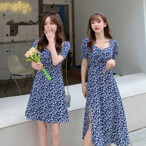 Large size womens clothing in the summer of 2021 the new fat sister mm loose thin cover belly tea break floral dress