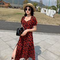 Large size dress summer dress fat sister thin belly cover-up age reduction clover floral heart machine fairy skirt tide