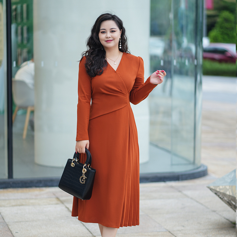 Plus Size Women's Dress 2026 Spring New Style for Chubby Women, Tummy-Concealing, Slimming, French High-End Style, Waist-Cinching A-Line Skirt Plus Size Women's Dress 2026 Spring New Style for Chubby Women, Tummy-Concealing, Slimming, French High-End Style, Waist-Cinching A-Line Skirt