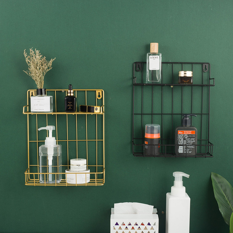 Free Punching Living Room Genguan Wall Shelve Makeup Room Bathroom Kitchen containing rack Cosmetic Bedside Small Hanging Basket