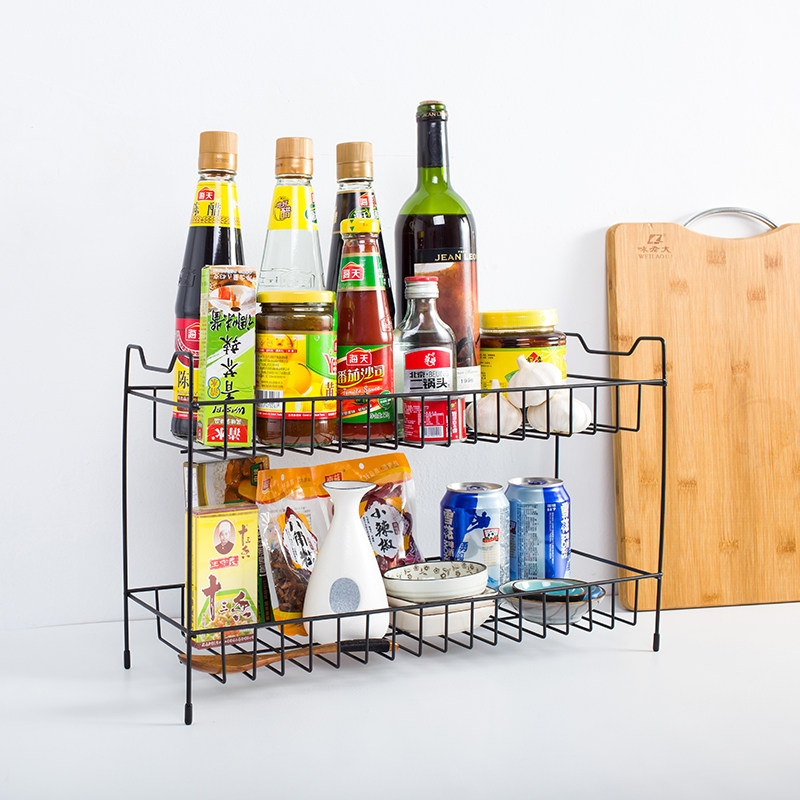 Iron Art Desktop Shelving Multifunction Kitchen Seasonings Shelf Condiments Shelf Home Multilayer Seasoned Jars Shelf