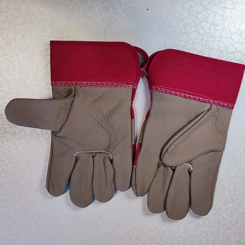 găng tay bảo hộ hàn Haosheng nâng cấp găng tay ngắn hàn liền mạch bằng da bò polyester-cotton ngắn đặc biệt cách nhiệt, chống cháy và chống bỏng để hàn điện bao tay hàn chống cháy găng tay thợ hàn