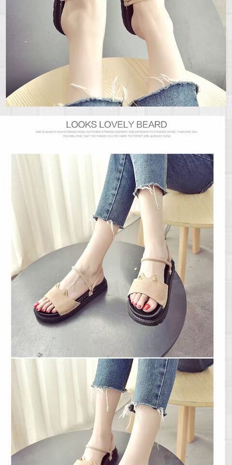 2018 đôi sandal mới mang mùa hè của phụ nữ phẳng phiu bên ngoài thời trang mạng gió hoang dã màu đỏ với cùng một đoạn chic nửa dép thủy triều dép nữ đẹp