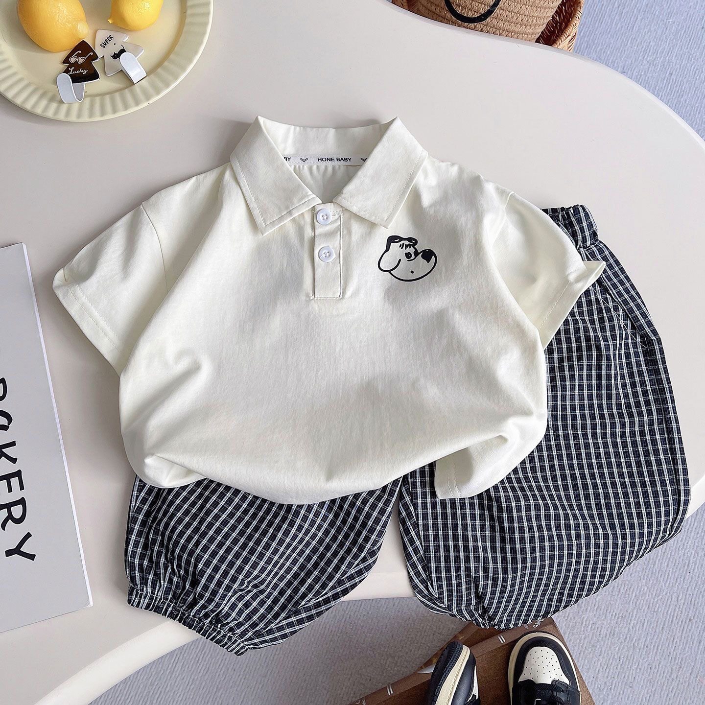 Toddler Boys Summer Polo Outfit - Cute Puppy Print Short Sleeve Set (1-5 Years) O1CN01JOZjyR1D0a7iug97d !!3812070154