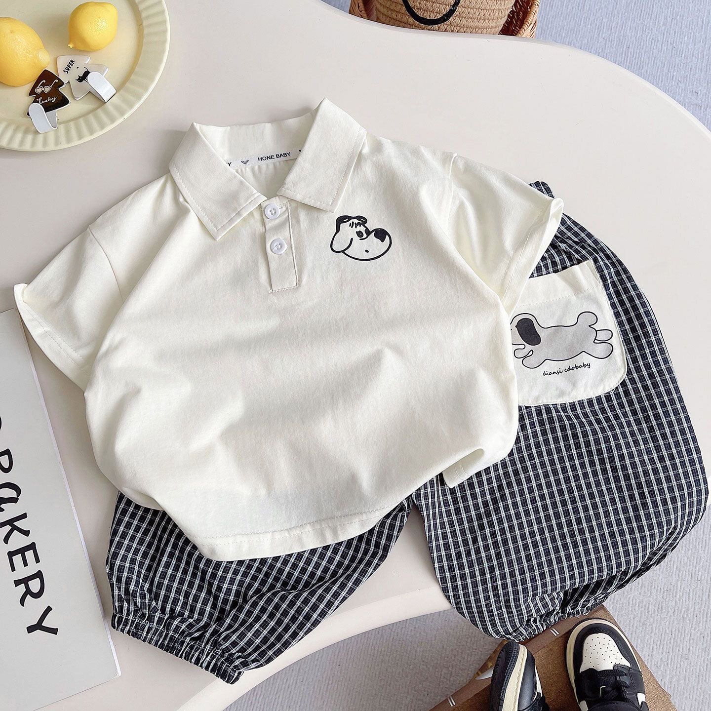 toddler boys summer polo outfit cute puppy print short sleeve set (1 5 years) toddler boys summer polo outfit cute puppy print short sleeve set (1 5 years)