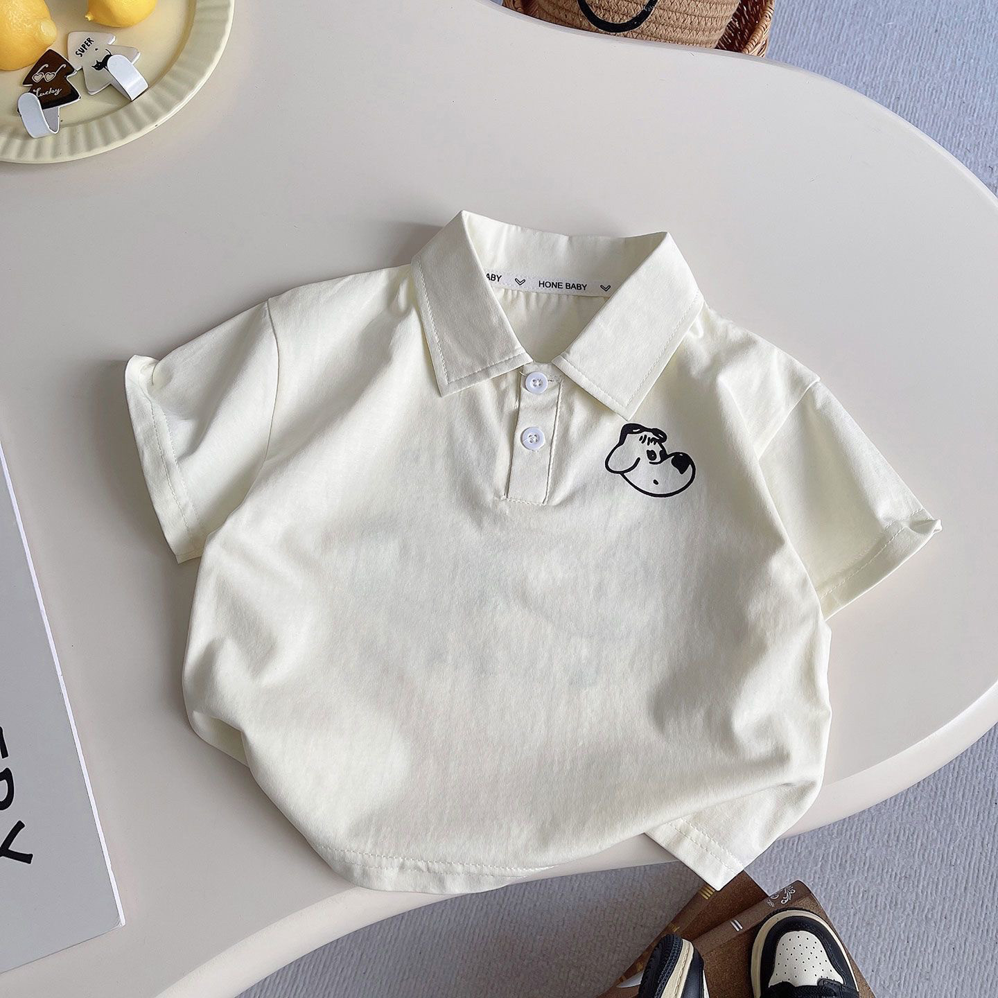 Toddler Boys Summer Polo Outfit - Cute Puppy Print Short Sleeve Set (1-5 Years) O1CN01orxKSA1D0a7iZl4uV !!3812070154