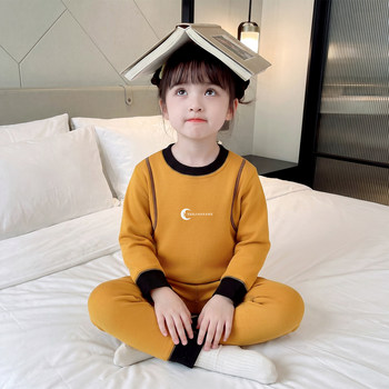 Children's autumn and winter boneless thermal underwear fleece pajamas