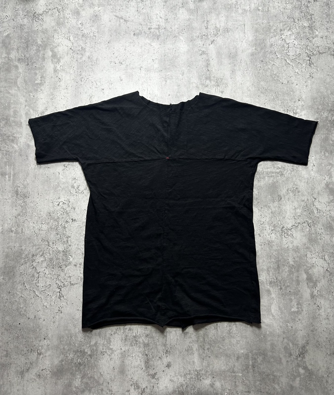 Black and White Two-Tone Ma+ Style Dark Avant-Garde Three-Dimensional Cross Washed Cut Slim-Fit Short-Sleeve Tee