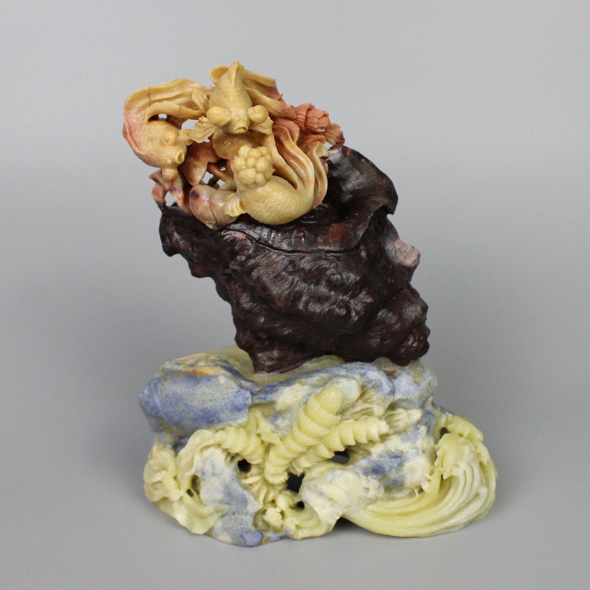 Bluestone carving Zhai Jinyu Mantang Zhoucun dragon egg fish conch exquisite decoration Blue flower nail handicraft pretty color