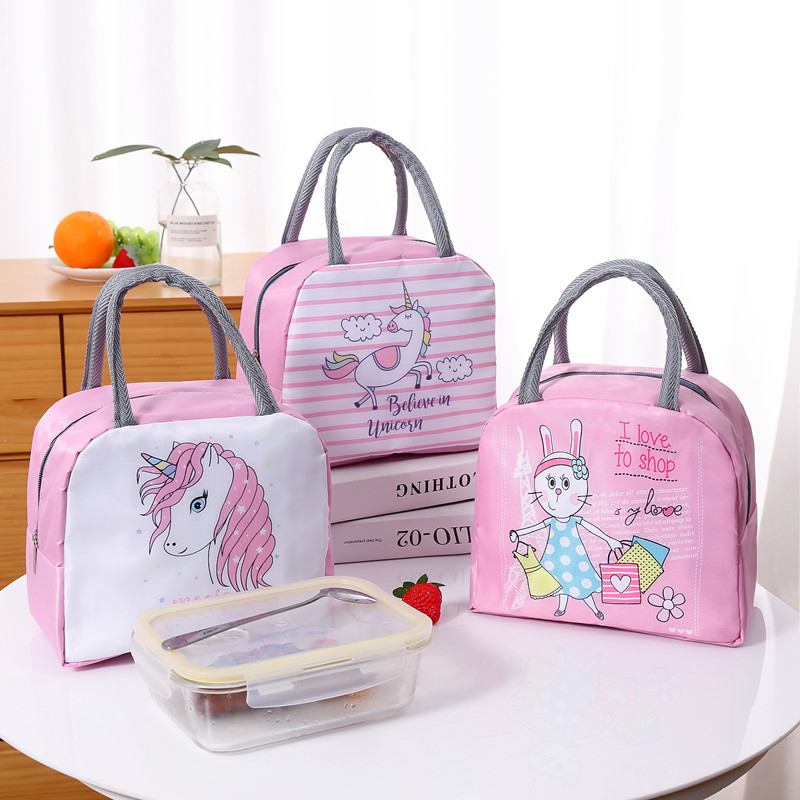 Cute cartoon with rice handbag thermal lunch bag aluminum foil bento belt office worker with rice bag pocket lunch bag - Taobao