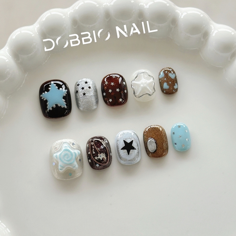 Dobbio【Shepherd's Star】Korean Style ins Unique Handmade Wearable Nails High-End Short Nail Tips