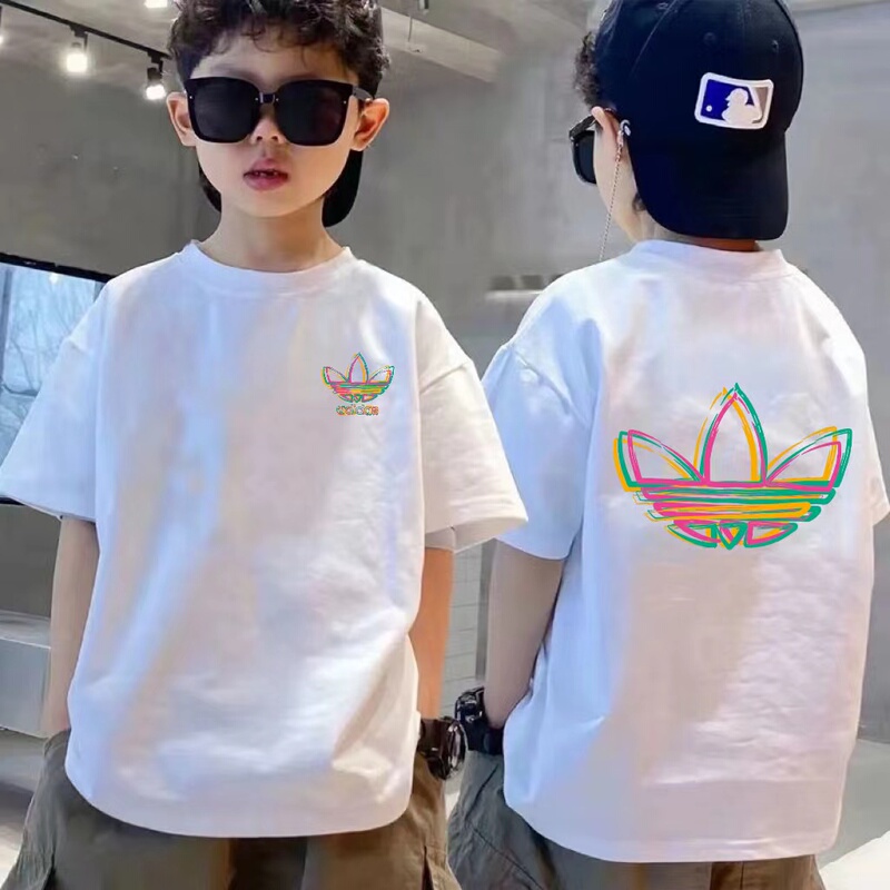 Three-Leaf Pure Cotton Short-Sleeve T-Shirt for Men, Women, and Children, Trendy Parent-Child Summer 2026 New Style Boys' Half-Sleeve T-Shirt Three-Leaf Pure Cotton Short-Sleeve T-Shirt for Men, Women, and Children, Trendy Parent-Child Summer 2026 New Style Boys' Half-Sleeve T-Shirt