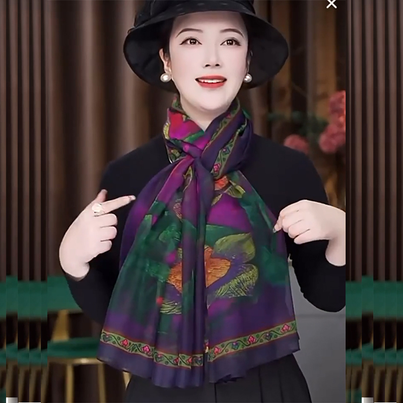 Spring and Autumn 2025 New Style Scarf for Women, Winter Soft Yarn Large Size Printed Sunscreen Travel Sunscreen Beach Scarf Silk Scarf