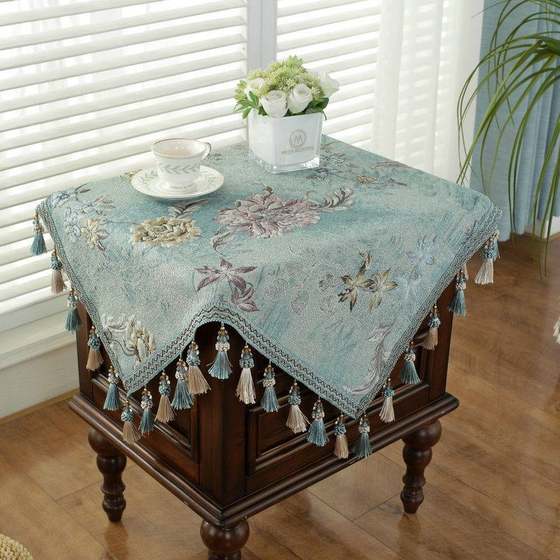 新中式床头柜盖布高级感正方形防尘罩家用客厅小四方桌茶几垫桌布