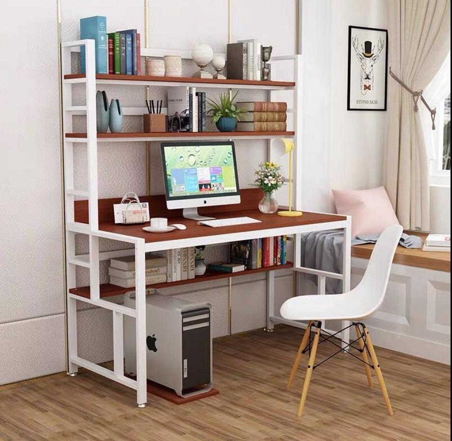 Minimalist computer desk Desktop home desk integrated with bookcase Biathlon combined student children's desk bedroom