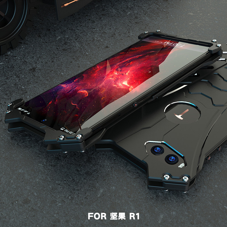 R-Just Batman Shockproof Aluminum Shell Metal Case with Custom Batarang Stent for Smartisan Nut R1