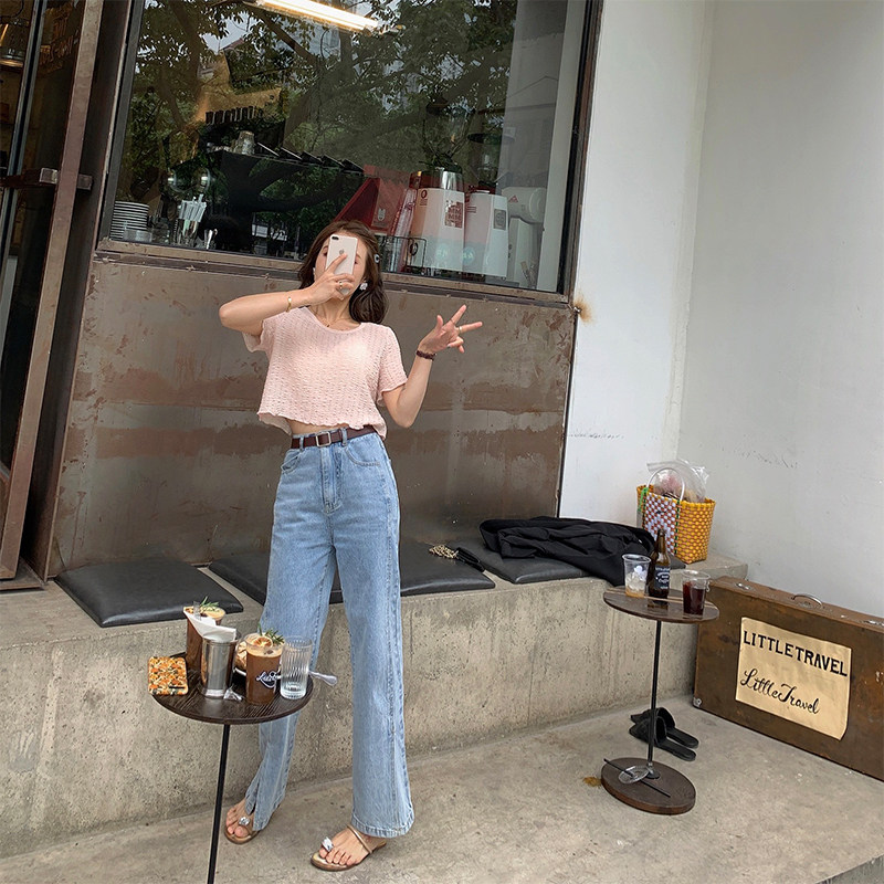 Pleated small blouses one trinity small subsummer short section loose high waist short sleeves purple little clear new blouses woman