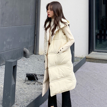 13 Good Korean version of small man long black down jacket female 2019 new detachable jacket down vest