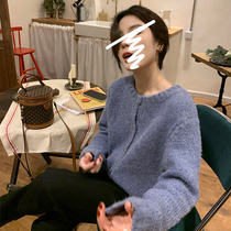 13 Liangpin small gold buckle color very unique sweater cardigan female lazy round neck knitted top