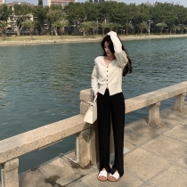 (large long legs) Anti-UV rays 2022 spring and summer small sub black Western pants long pants with open underpants