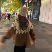 One Sanliang small man North Orfer Island ~ Thick Christmas Sweater Womens Loose Knitted Sweater Jacket