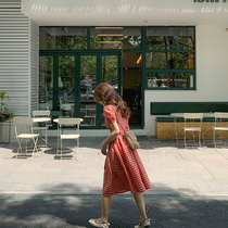 13 Liangpint new small Temperament Skirt Small Freshener Foam Sleeves Expats Slim Red Plaid Dress Woman Summer