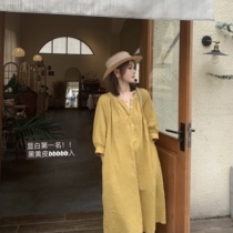 Longing for summer one trinity small sub 150 Lazy Style Temperament Cotton Linen Dress dresses Dress