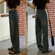 The current issue all depends on it ~ color good looking 150 small subretro denim broadlegged pants tugging pants 2022 spring and summer thinly