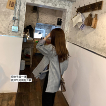 One third Liangpint small subdesign sensation Little crowdsuit Fried Street Superior Plaid Long Sleeve West Suit Jacket Blouse
