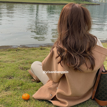 13 Liangpin small double-sided two-color hooded double-sided woolen coat short woolen coat women 2020 New