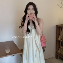 One-three-liveless small sub-irregular design feeling white tencel sling with dress long skirt 150 little subs