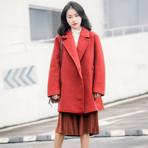 13 Liangpin Korean version 2019 new winter xs small man woolen coat women long woolen coat thick red