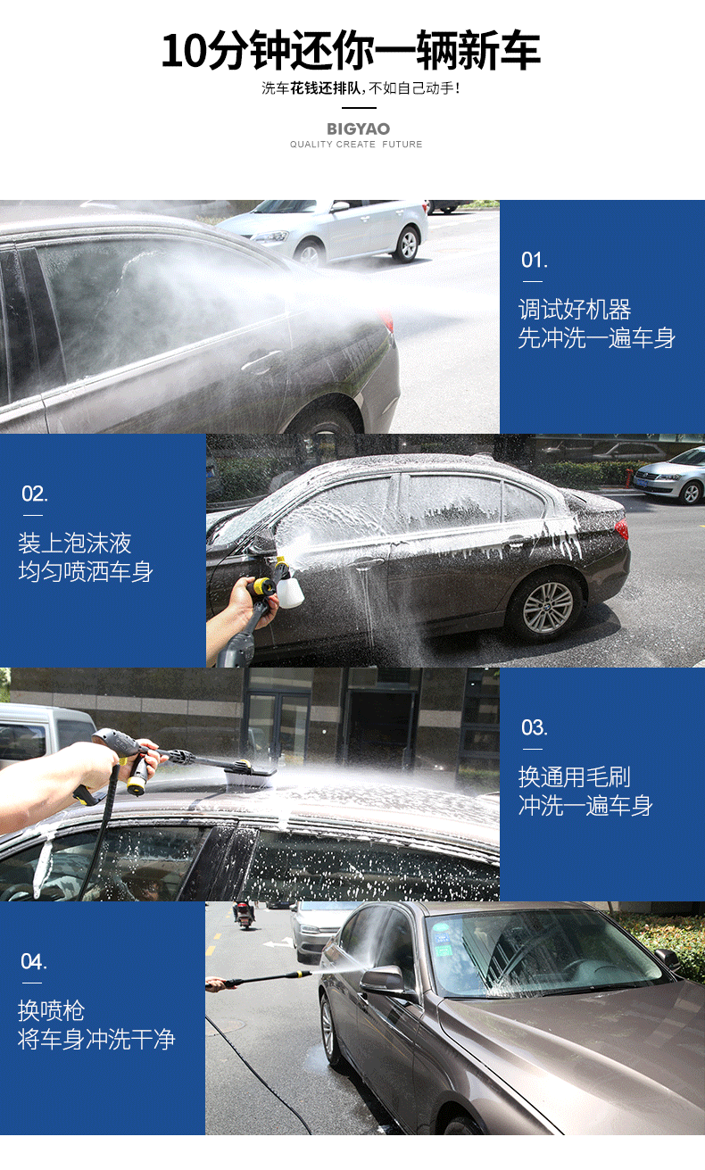 Bigyao高压清洗机2v家用自动高压洗车机空调清洗机便携洗车器 价格厂家求购使用说明 浙江新昌别克跃电动工具有限公司