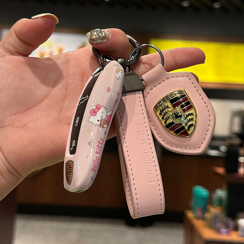 Porsche Key Case Hello Kitty Cayenne Macan 911 Panamera Taycan 718 Decorative Key Case Cover