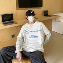 Early autumn MONEYSLAN niche brand American autumn and winter loose mens couple bottoming fake two long-sleeved sweaters