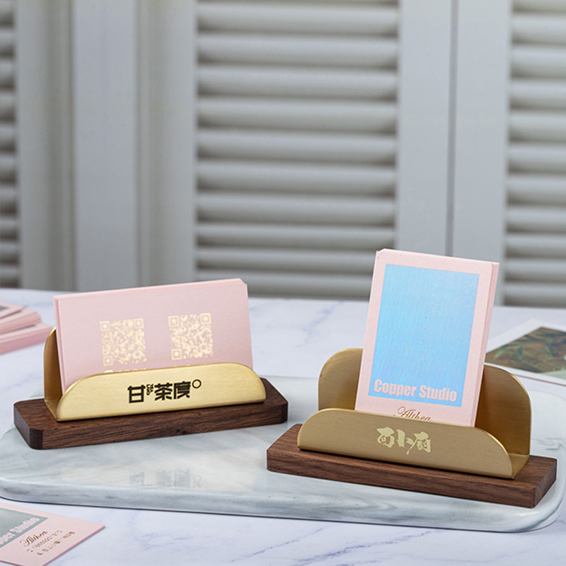 Brass Name Sheet Box Front End High-end Table Card Placing Shelf Name Piece Clip Swing Piece Large Capacity Bottom Card Holder stand Show