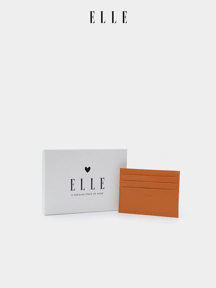 Elle Women's Bag First Layer Cowhide Id Ticket Holder Cowhide Card Holder Mini Handheld Coin Compartment Card Holder Multi-Layer Card Holder