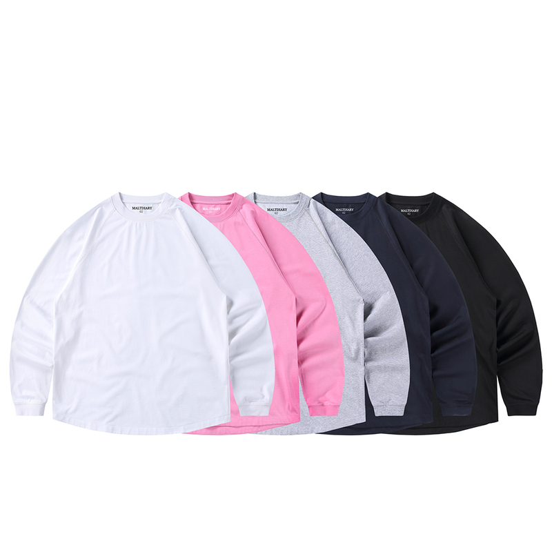 2026 Spring Men's Loose Long Sleeve T-Shirt Sorona Cooling Round Neck Long Sleeve Curved Hem Plus Size Solid Color T-Shirt