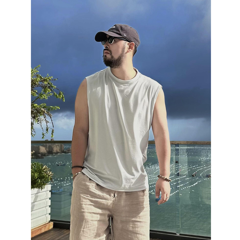 Lulu's Same Plus Size Plus Size Sports Loose Sleeveless Summer Pure Color Men's Vest Trendyy Loose Waistcoat
