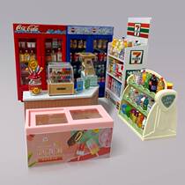 Simulation supermarket ice cream cabinet freezer play house childrens toy doll house model miniature ornament gift