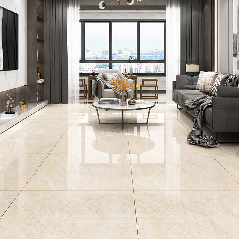 Floor tiles 800x800 living room warm color whole body marble floor tiles light yellow new non-slip wear-resistant tiles
