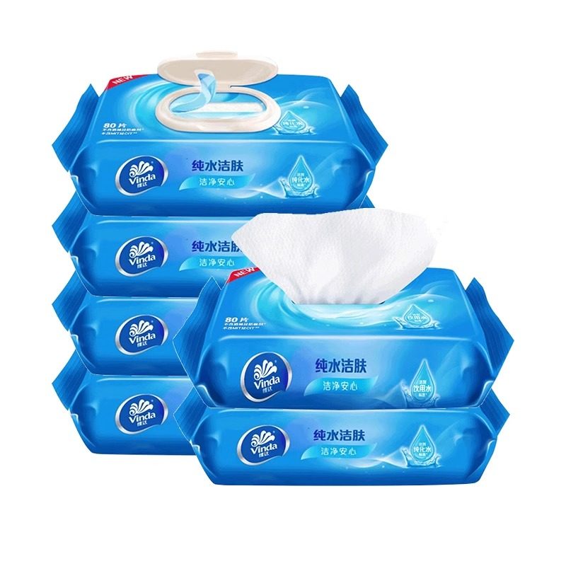 维达湿纸巾80片6大包男女家用纯水湿纸巾家庭实惠装手口清洁湿巾 2
